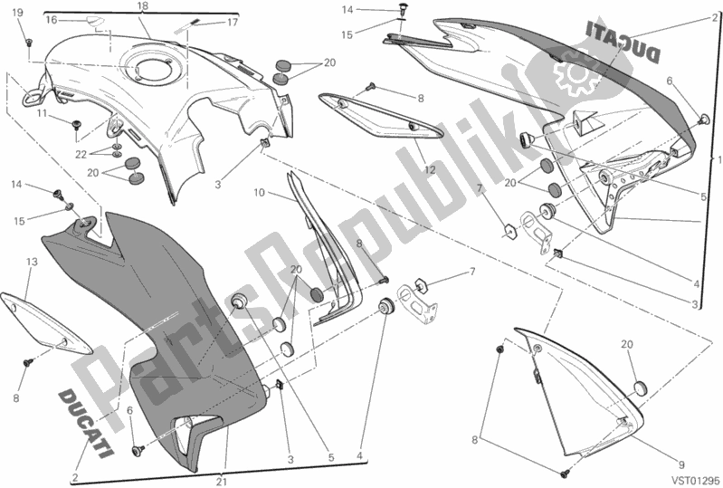 Toutes les pièces pour le Carénage du Ducati Hypermotard USA 821 2013